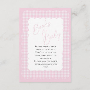 Books for Baby Pink Gingham Enclosure Card