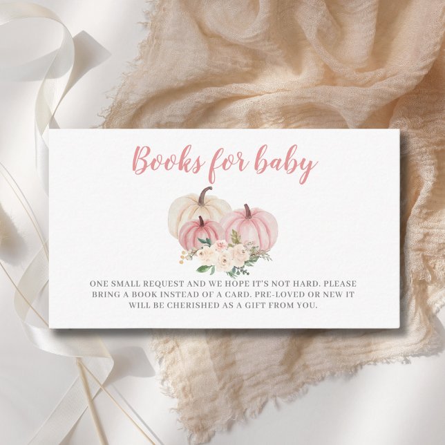 Books For Baby Pink Little Pumpkin Baby Shower Enclosure Card (Creator Uploaded)