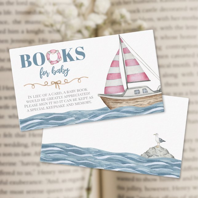 Books For Baby Pink Nautical Baby Shower Enclosure Card (Books For Baby Pink Nautical Baby Shower Enclosure Card )