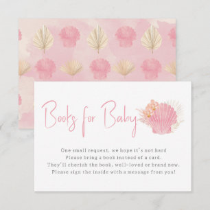 Books for baby Pink Ocean Boho Girl Baby Shower  Enclosure Card