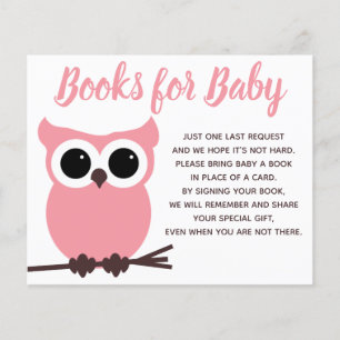 Books for Baby Pink Owl Baby Shower Insert
