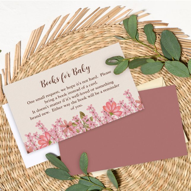 Books for Baby Pink Wildflower Floral Pretty Enclosure Card (Creator Uploaded)