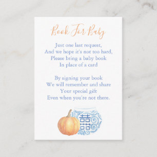 Books For Baby Preppy White And Blue Baby Shower Enclosure Card