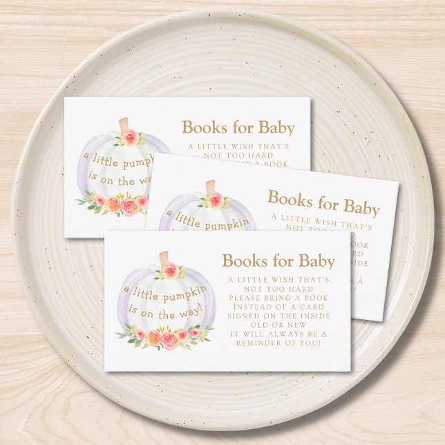 Books for Baby Pumpkin Fall Baby Shower Enclosure Card (Creator Uploaded)