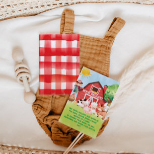 Books For Baby Red Green Farm Animals Baby Shower  Enclosure Card