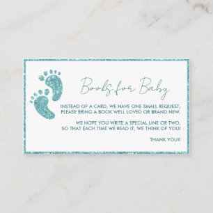 Books for Baby Request Card   Teal Glitter feet