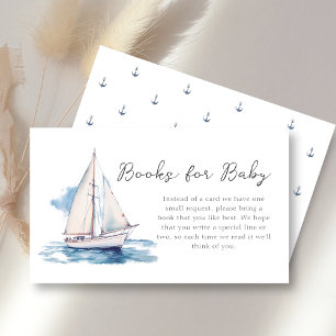 Books for Baby Sailing Boat Baby Shower Enclosure Card