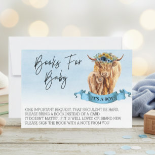 Books for Baby Shower Highland Cow Boy Calf  Invitation