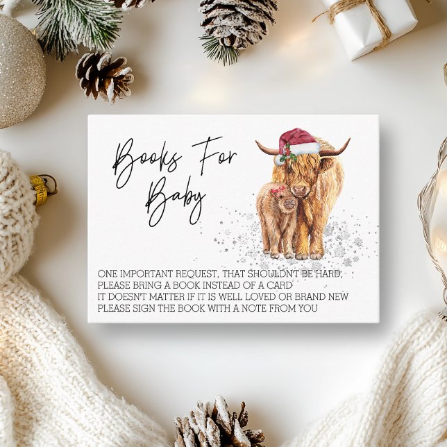 Books for Baby Shower Highland Cow Christmas  Enclosure Card (Creator Uploaded)