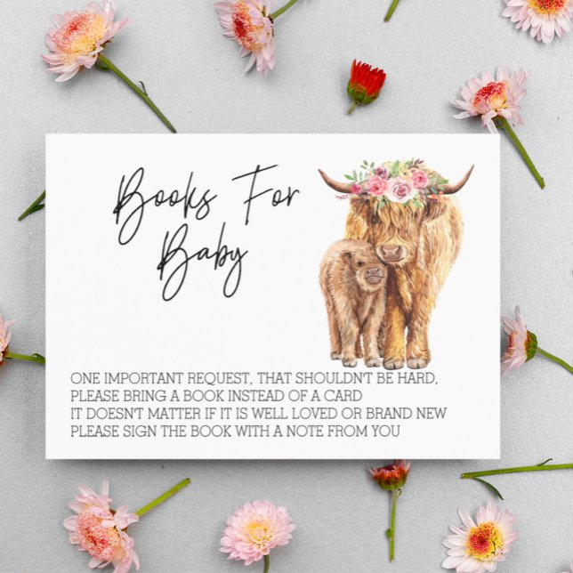 Books for Baby Shower Highland Cow   Enclosure Card (Creator Uploaded)