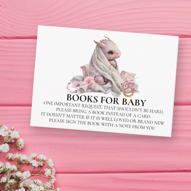 Books for Baby Shower Pink Dragon Enclosure Card (Creator Uploaded)