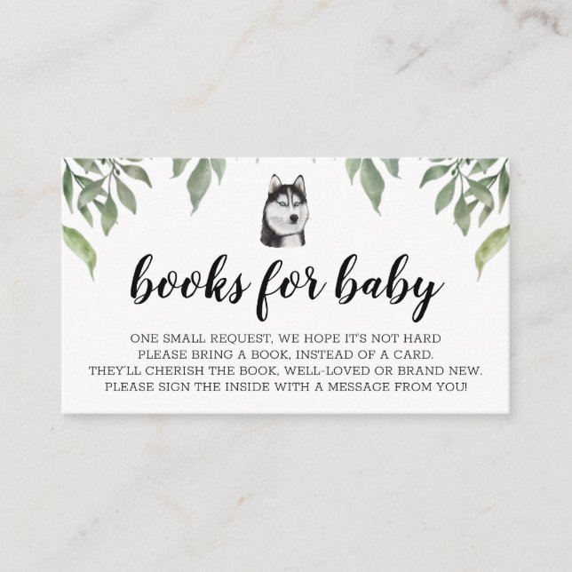 Books for Baby Siberian Husky Boho Greenery Enclosure Card (Front)
