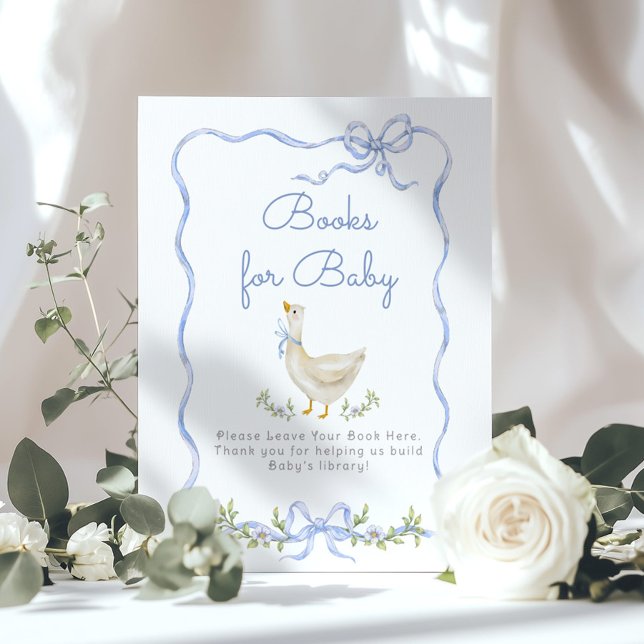 Books for baby Silly Goose Blue Bow baby shower Poster (Creator Uploaded)