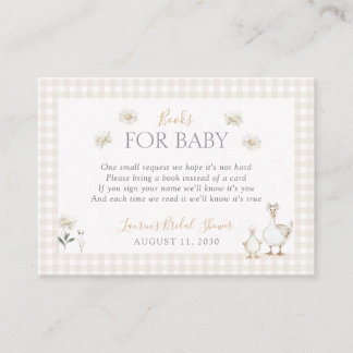 Books for Baby Silly Goose Whimsical Beige Shower Enclosure Card