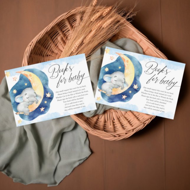 Books for baby sleeping elephant moon stars boy enclosure card (Creator Uploaded)