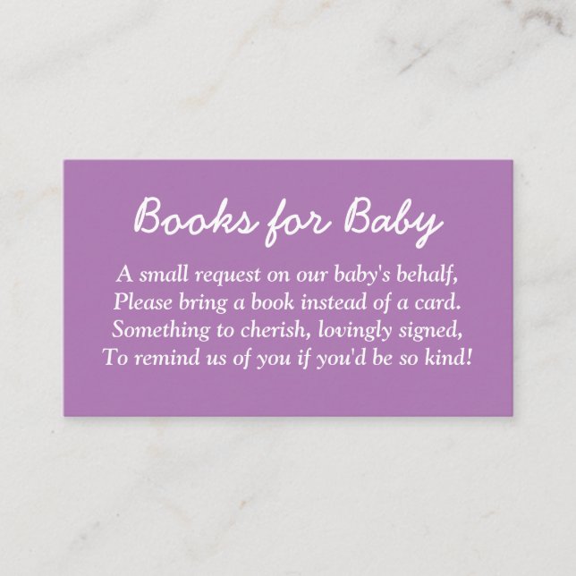 Books for Baby Soft Purple Enclosure Card (Front)