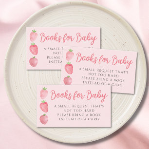 Books For Baby Strawberry Baby Shower Pink Enclosure Card