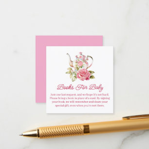 books for baby, tea party girl baby shower enclosure card