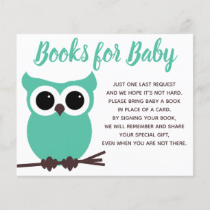 Books for Baby Teal Owl Baby Shower Invite Insert