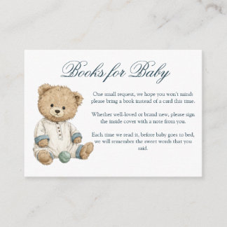 Books for Baby Teddy Bear Baby Shower Enclosure Card