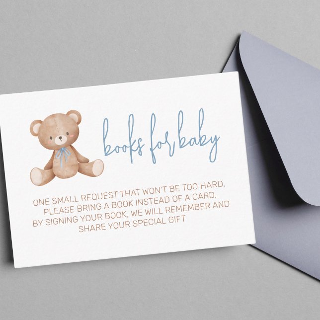 Books For Baby Teddy Bear Boy Baby Shower Enclosure Card (books for baby)