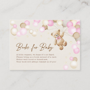 Books For Baby Teddy Bear Girl Baby Shower Enclosure Card