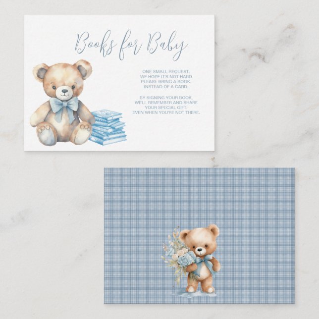 Books For Baby - Teddy Bear With Stack of Books  Enclosure Card (Front/Back)