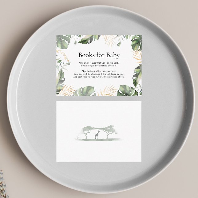 Books for Baby Tropical Palm Safari Baby Shower Enclosure Card (Books Request Jungle Baby Shower Enclosure)