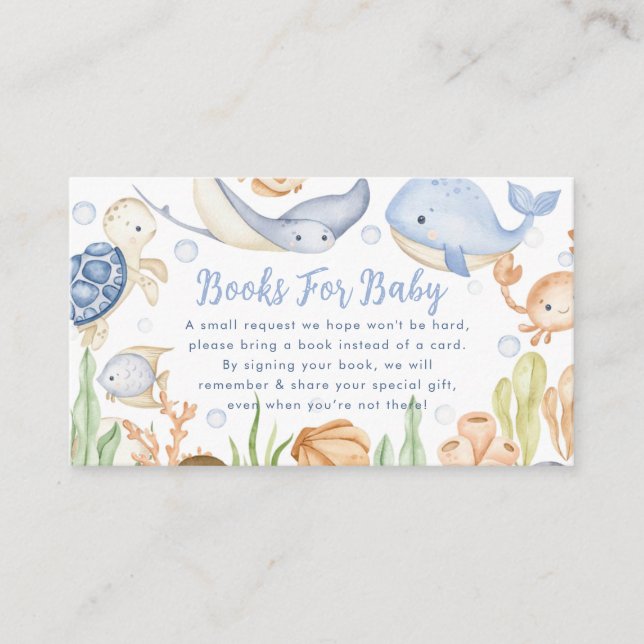 Books For Baby Under the sea animals baby shower  Enclosure Card (Front)