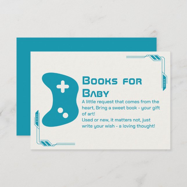  Books for Baby Video Game Controller Baby Shower Enclosure Card (Front/Back)