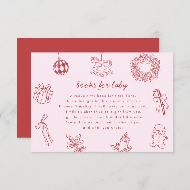 Books for baby whimsical christmas winter girl enclosure card (Front/Back)