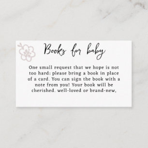 Books for Baby White & Black Spring Baby Shower Enclosure Card