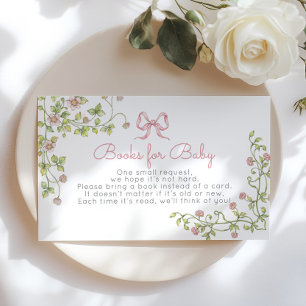 Books for baby Wildflower pink Bow vintage Enclosure Card
