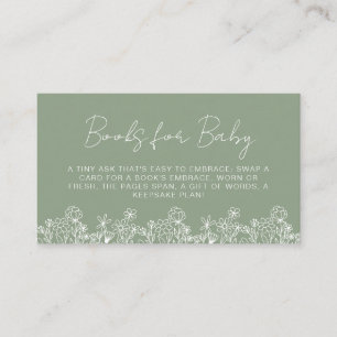 Books for Baby Wildflower Sage Green Baby Shower Enclosure Card