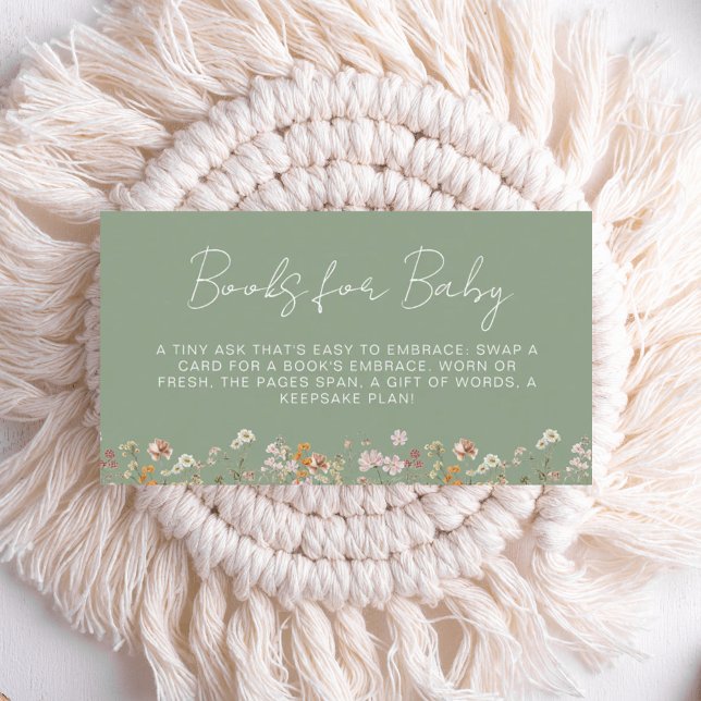 Books for Baby Wildflower Sage Green Baby Shower Enclosure Card (Creator Uploaded)