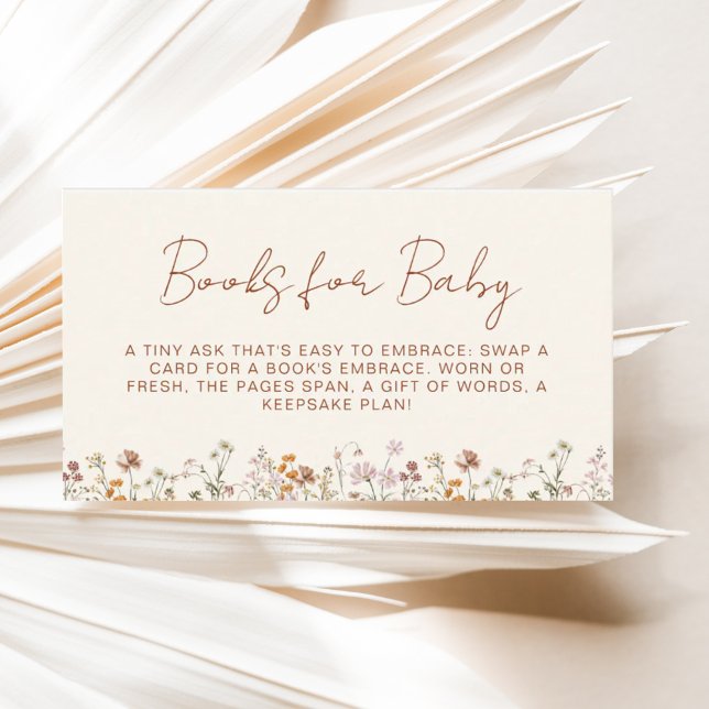 Books for Baby Wildflower Terracotta Baby Shower Enclosure Card (Creator Uploaded)