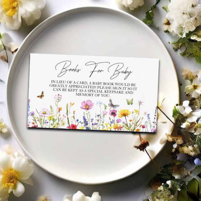 Books for Baby Wildflowers Butterflies Baby Shower Enclosure Card (Creator Uploaded)