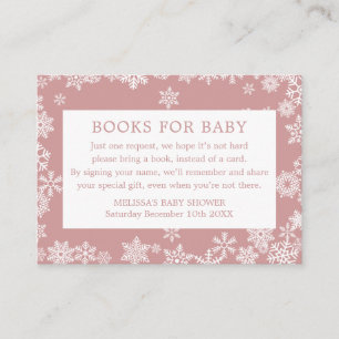 Books For Baby Winter Baby Shower Dusty Rose Pink Enclosure Card