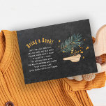 Books for baby winter bring a book insert card<br><div class="desc">Rustic modern winter grey charcoal chalkboard bring a book insert card with a wooden bird,  fir branch and watercolor drops splashes.</div>