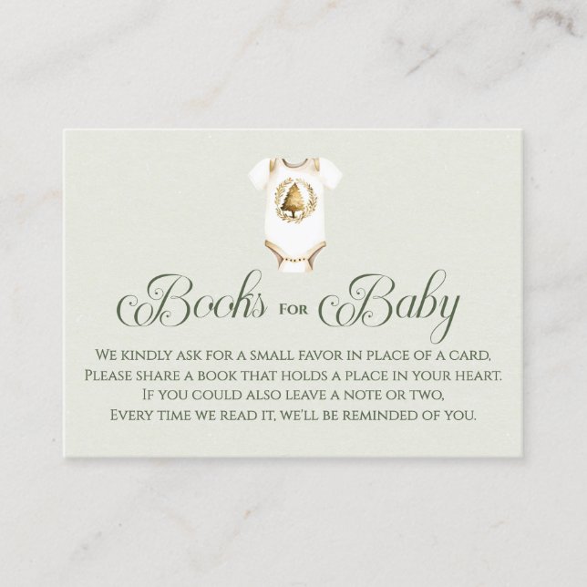 Books for Baby Winter Greenery Baby Shower Enclosure Card (Front)