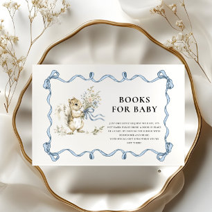 Books for Baby Woodland Squirrel Blue Bow Enclosure Card