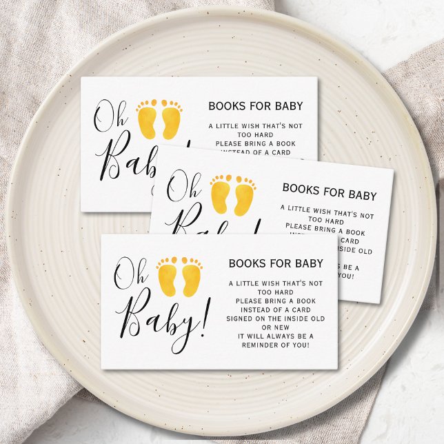 Books For Baby Yellow Feet Baby Shower Enclosure Card (Creator Uploaded)