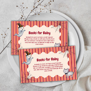 Books For Little Boo Ghost Cat Fall Baby Shower  Enclosure Card