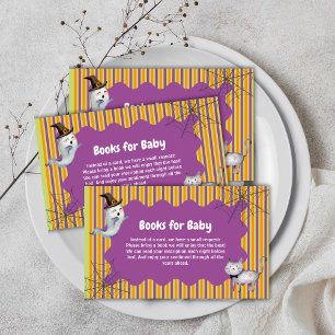 Books For Modern Little Boo Ghost Cat Baby Shower Enclosure Card