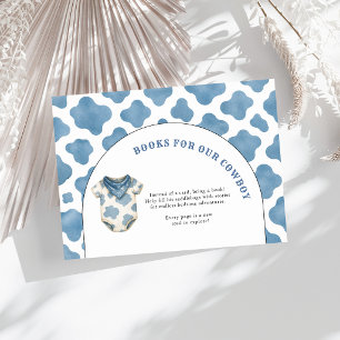 Books for Our Cowboy Blue Cow Print Baby Shower  Enclosure Card
