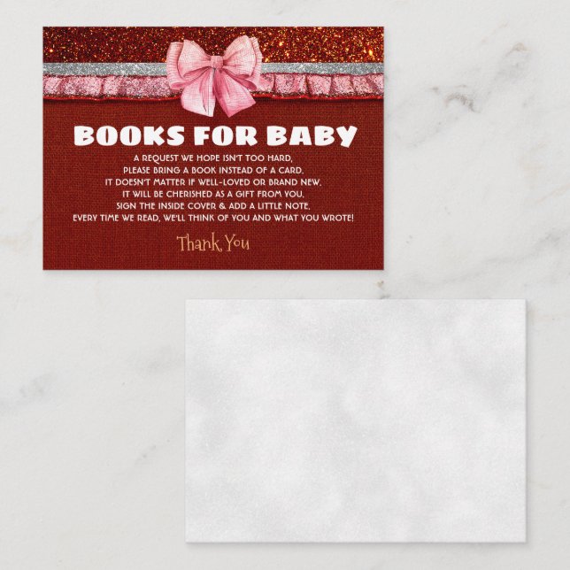 Books For Santa Baby Shower Request Enclosure Card (Front/Back)