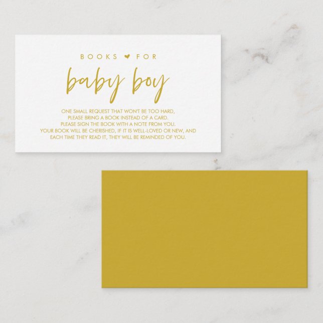 Books for the baby boy, Modern Yellow Gold Enclosure Card (Front/Back)