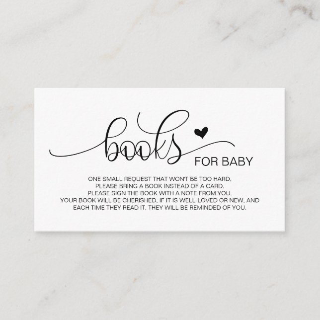 Books for the baby, Hand Lettered Black Script Enclosure Card (Front)