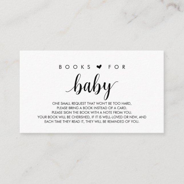 Books for the baby, Modern Cute Black Script Enclo Enclosure Card (Front)