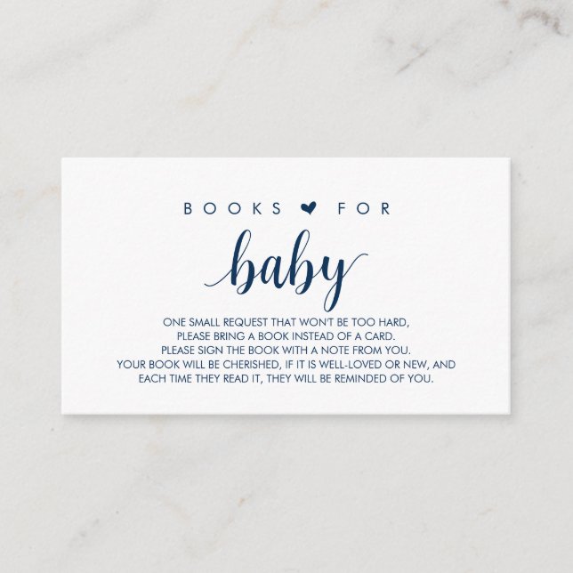 Books for the baby, Modern Cute Navy Blue Script Enclosure Card (Front)